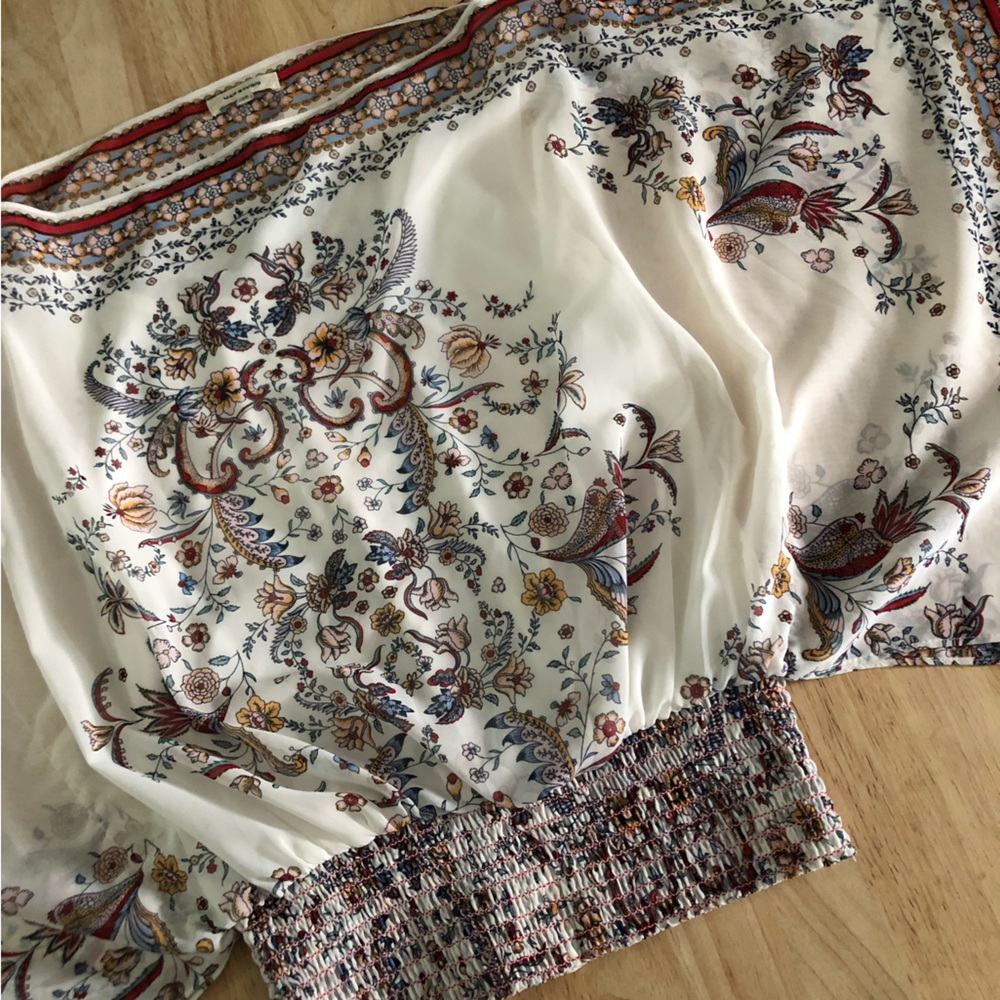 Max Studio Floral Patterned Skirt with Red and Gold Accents